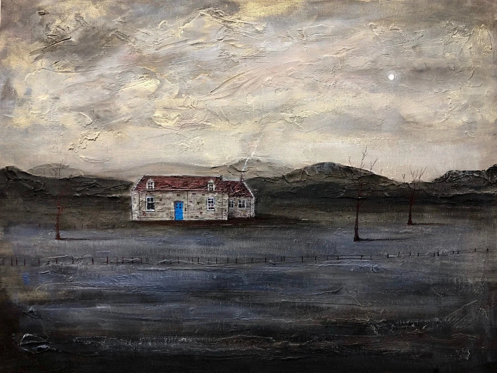Commission Original Landscape Paintings of Scotland - Scottish Artist Kevin Hunter Worldwide Shipping Stone Cottage Red by Painting