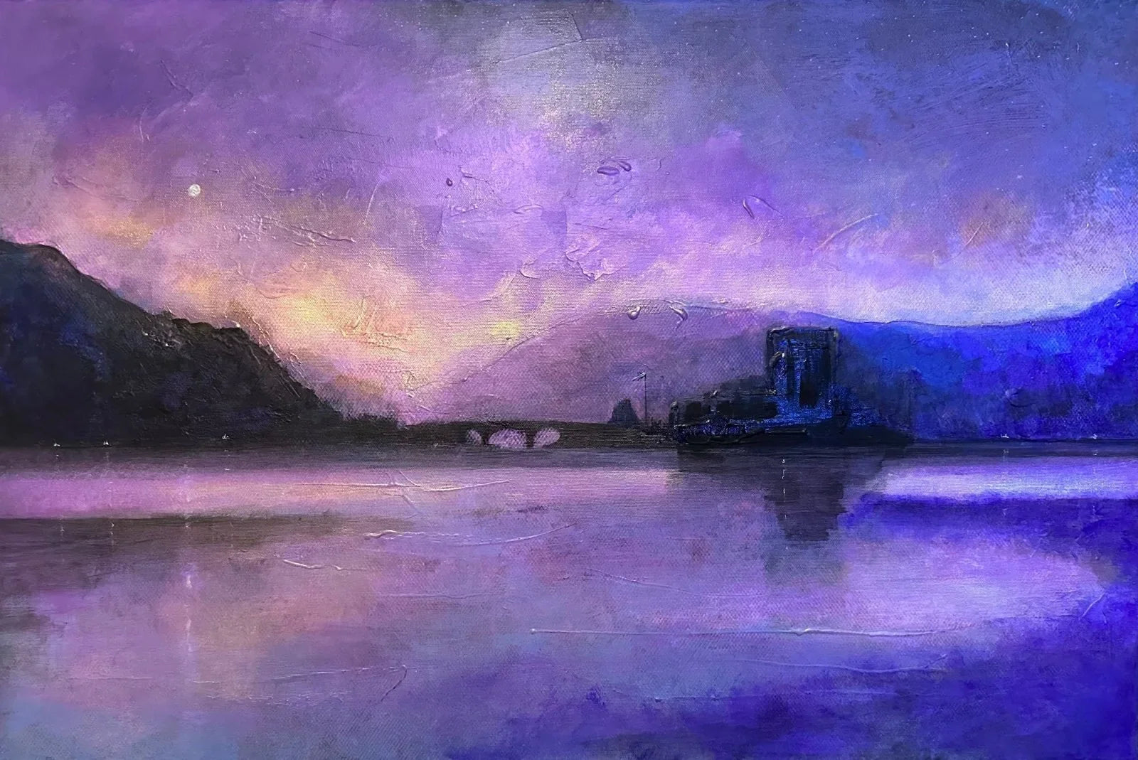 Commission Original Landscape Paintings of Scotland - Scottish Artist Kevin Hunter Worldwide Shipping Majestic Purple-hued Landscape