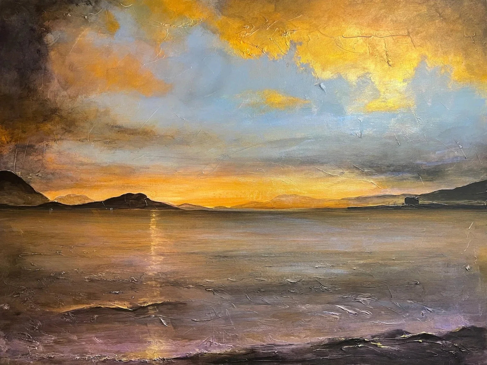 Commission Original Landscape Paintings of Scotland - Scottish Artist Kevin Hunter Worldwide Shipping Oil Painting Sunset by Painting