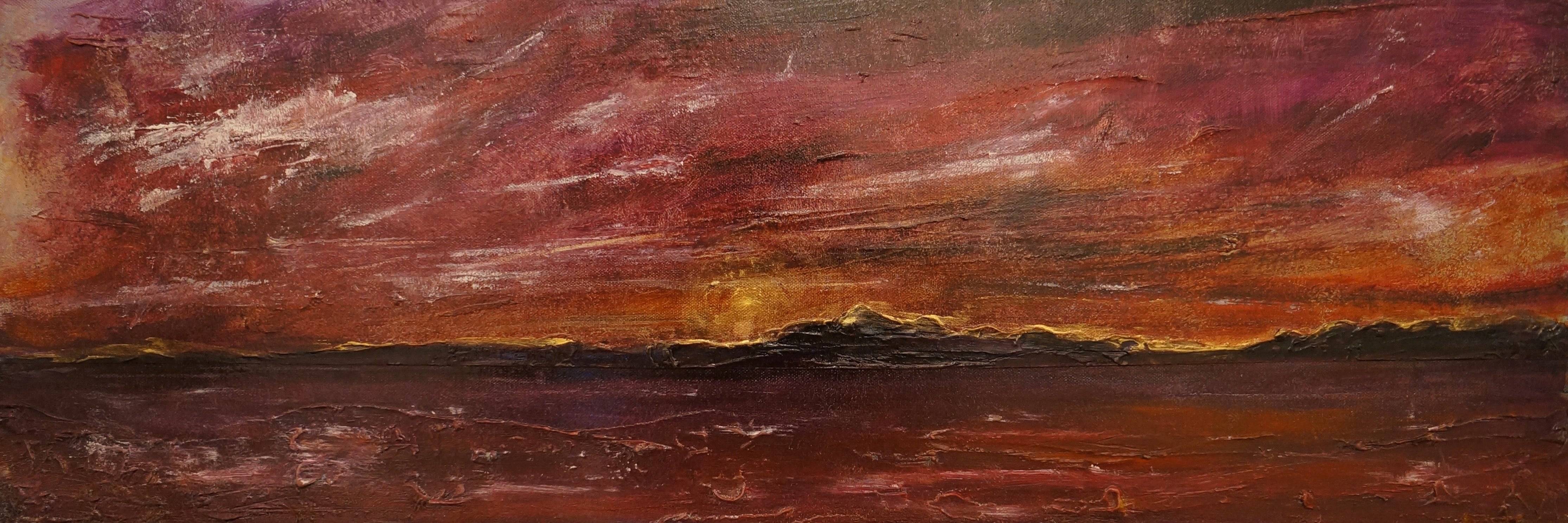 Arran Winter Sunset Panoramic Statement Interior Wall Art Canvas
