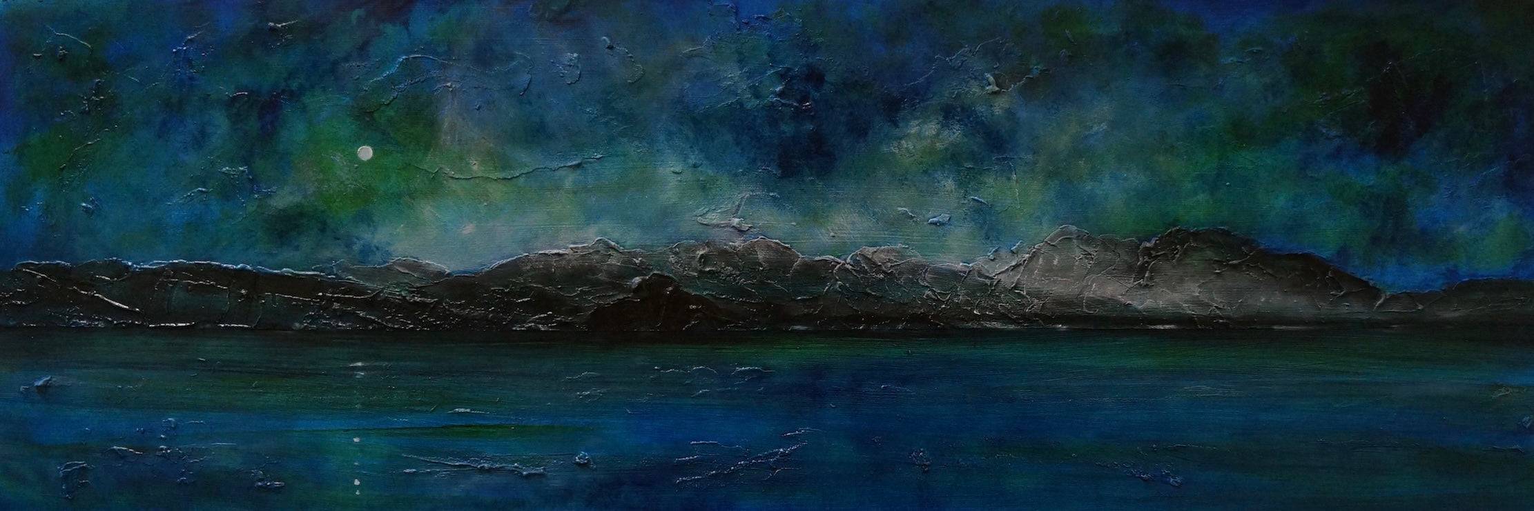 Arran Prussian Moonlight Panoramic Statement Interior Wall Art Canvas