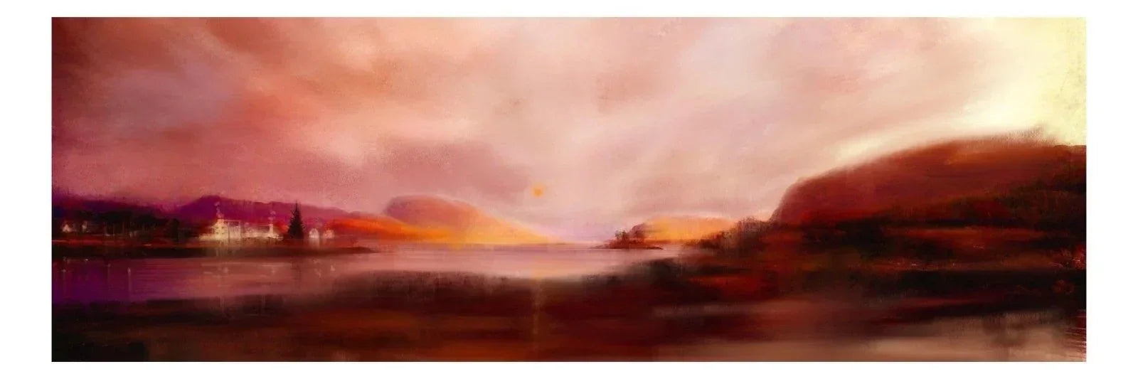 Plockton Sunset Original Panoramic Painting - Scottish Artist Highlands & Lowlands Art Gallery Scotland