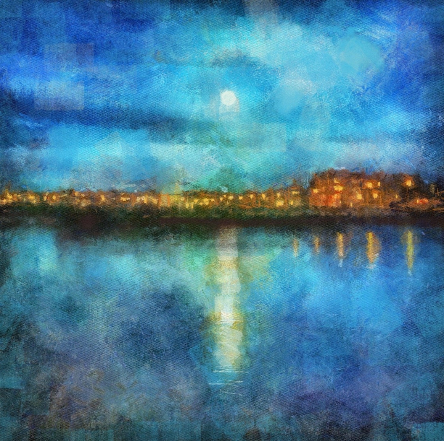 Portobello Moonlight 50x50 inch Statement Canvas Wall Art