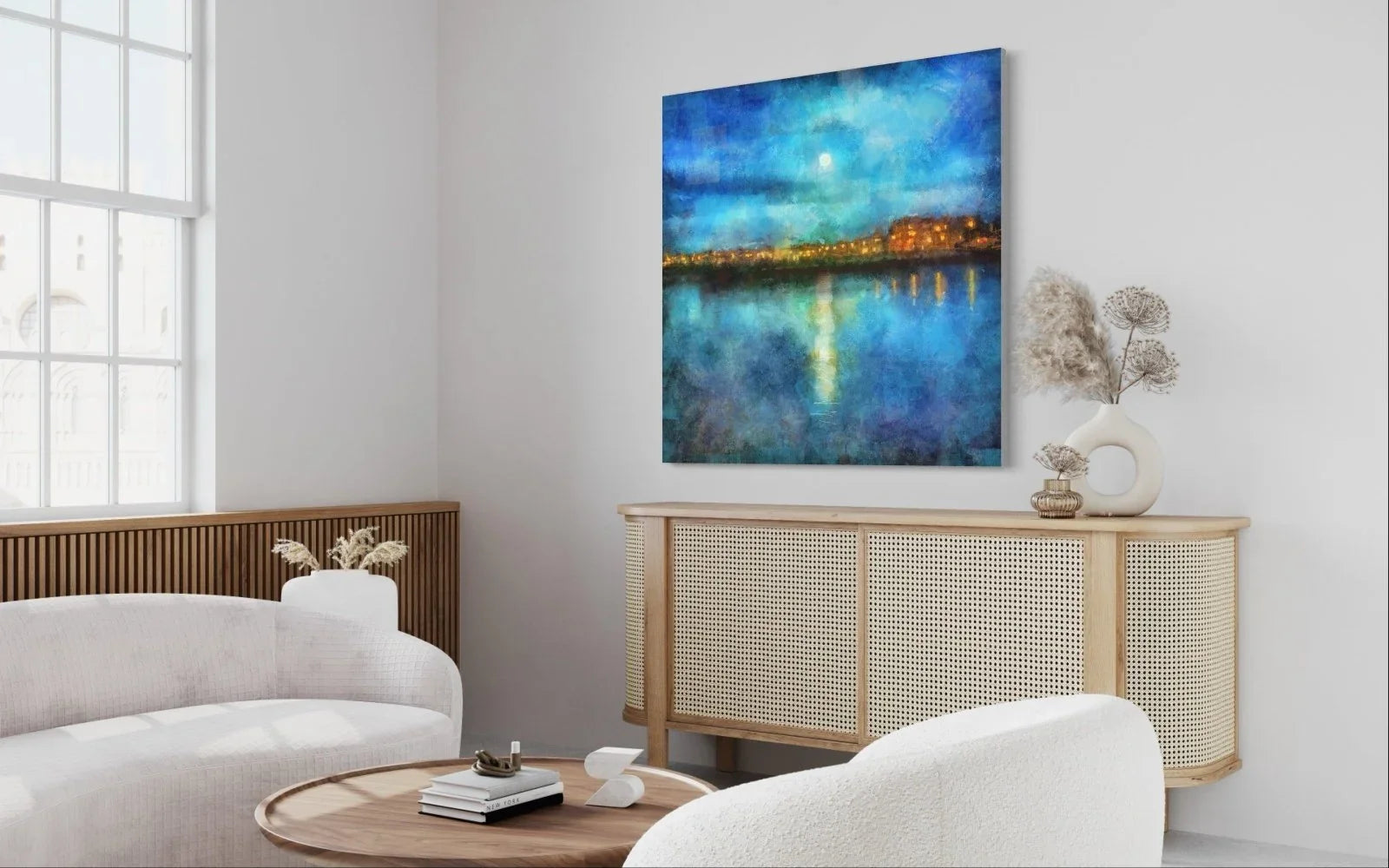 Portobello Moonlight | Statement Interior Wall Art from Scotland - Edinburgh & Glasgow Gallery Worldwide Shipping Nighttime Cityscape