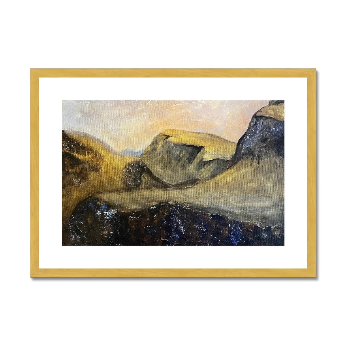 The Quiraing Antique Framed & Mounted Print - Skye Art Gallery Scotland Worldwide Shipping Scottish Landscape Paintings and Prints