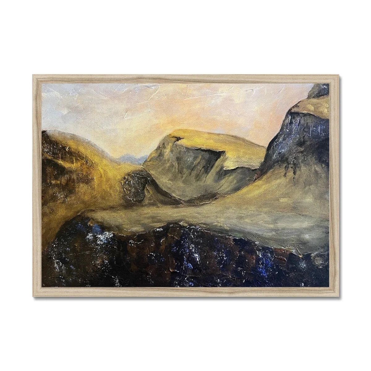 The Quiraing Framed Print - Skye Art Gallery Scotland Worldwide Shipping Scottish Landscape Paintings and Prints by Artist Hunter