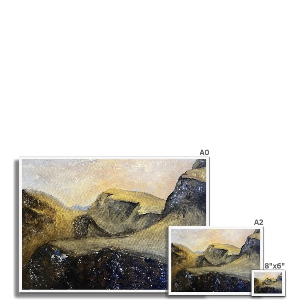 The Quiraing Framed Print - Skye Art Gallery Scotland Worldwide Shipping Scottish Landscape Paintings and Prints by Artist Hunter