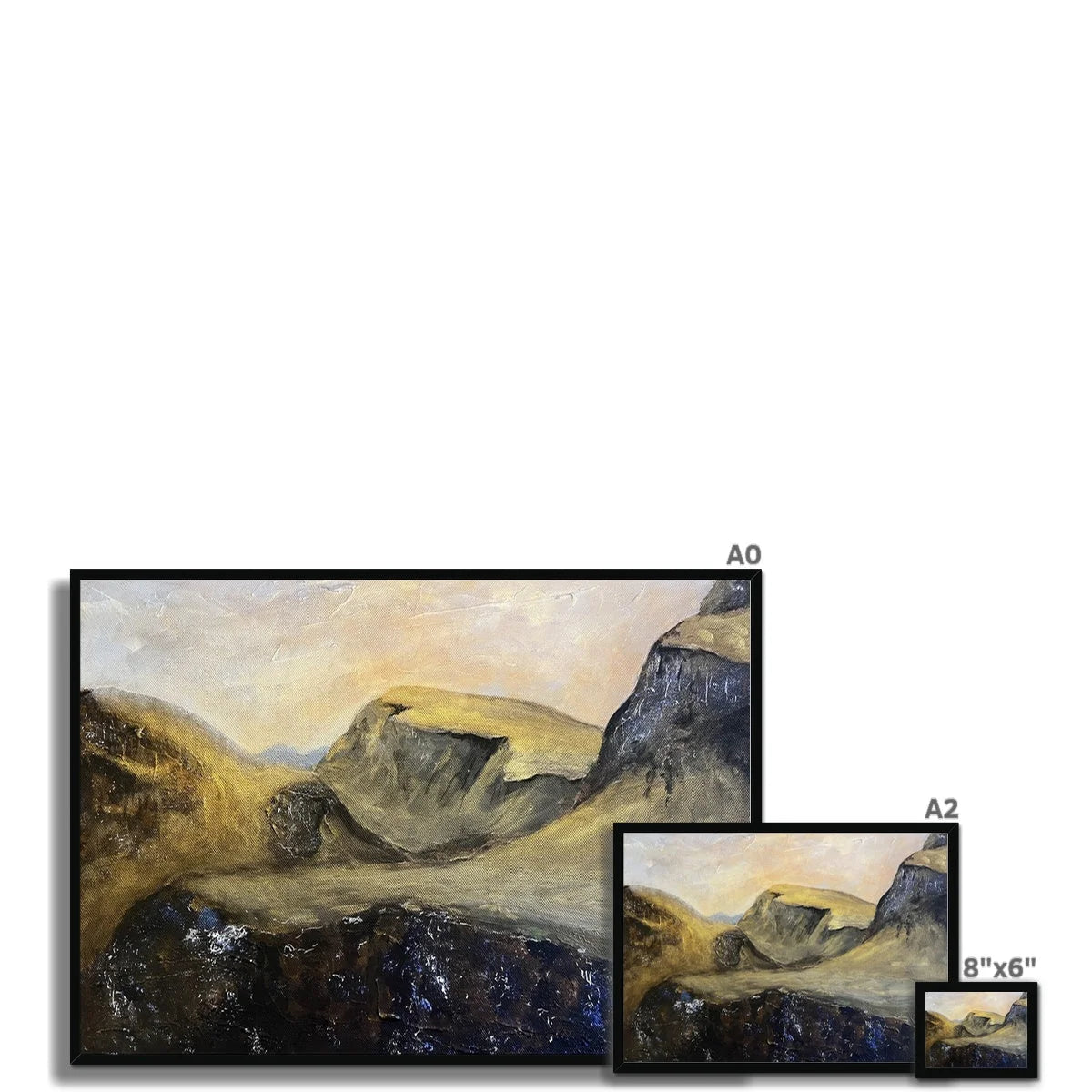 The Quiraing Framed Print - Skye Art Gallery Scotland Worldwide Shipping Scottish Landscape Paintings and Prints by Artist Hunter