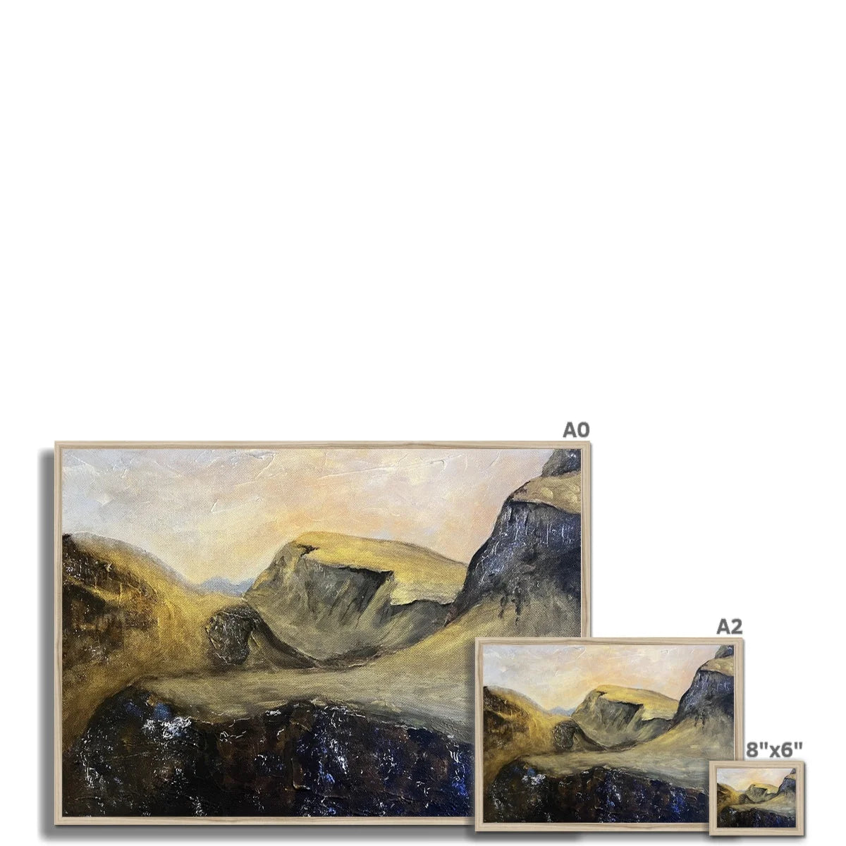 The Quiraing Framed Print - Skye Art Gallery Scotland Worldwide Shipping Scottish Landscape Paintings and Prints by Artist Hunter