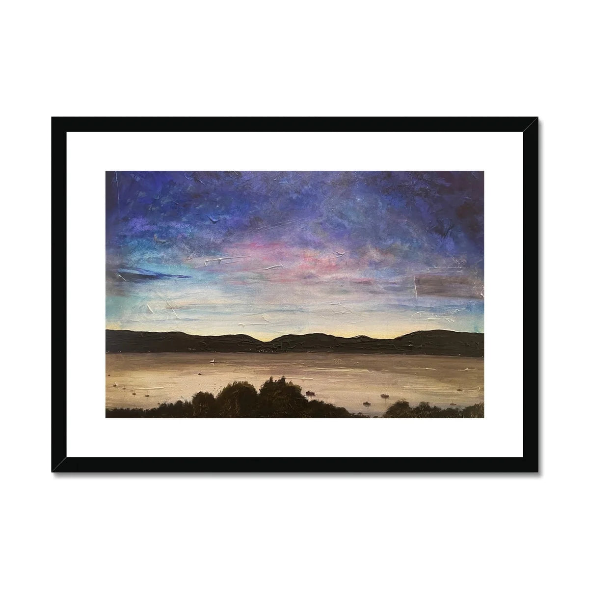 River Clyde Twilight Framed & Mounted Print - Art Gallery Scotland Worldwide Shipping Scottish Artist Fine Prints and Paintings Collection