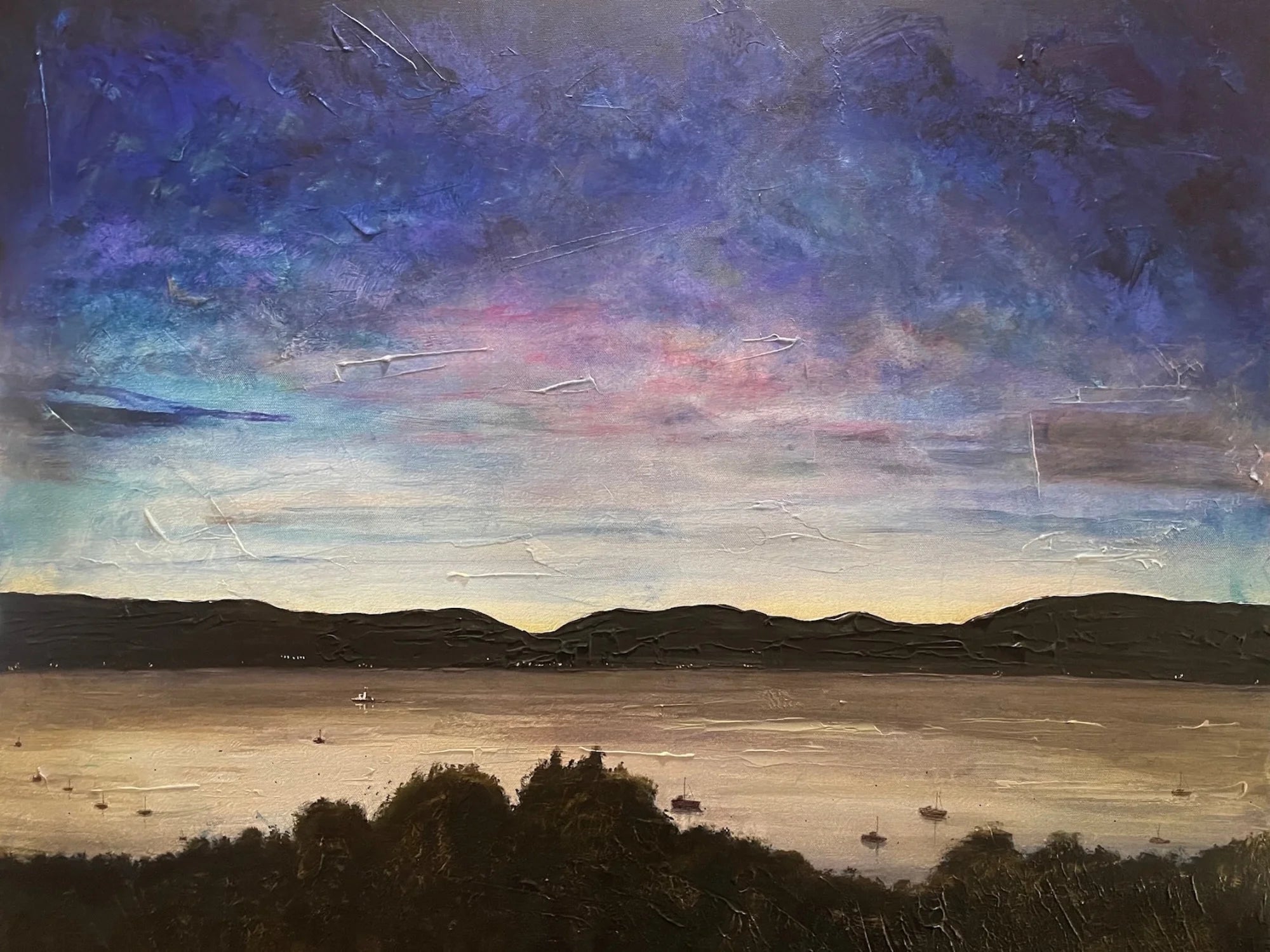 River Clyde Twilight - Art Gallery Scotland Worldwide Shipping Painting Serene Twilight Kevin Hunter Portfolio Giclee Prints