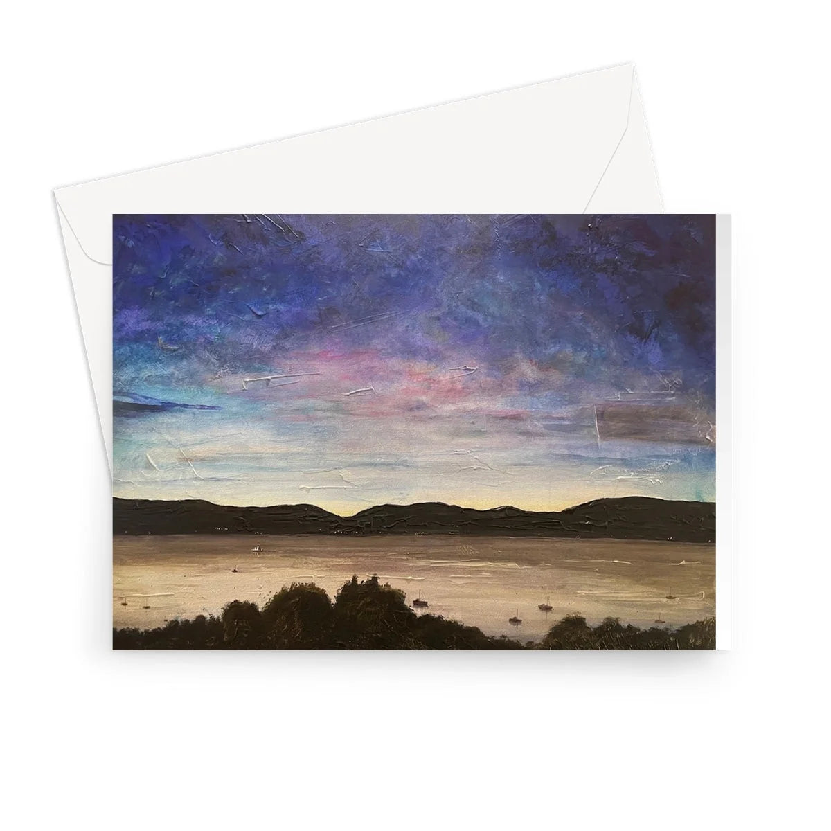 River Clyde Twilight Greeting Card - Art Gallery Scotland Worldwide Shipping Scottish Prints