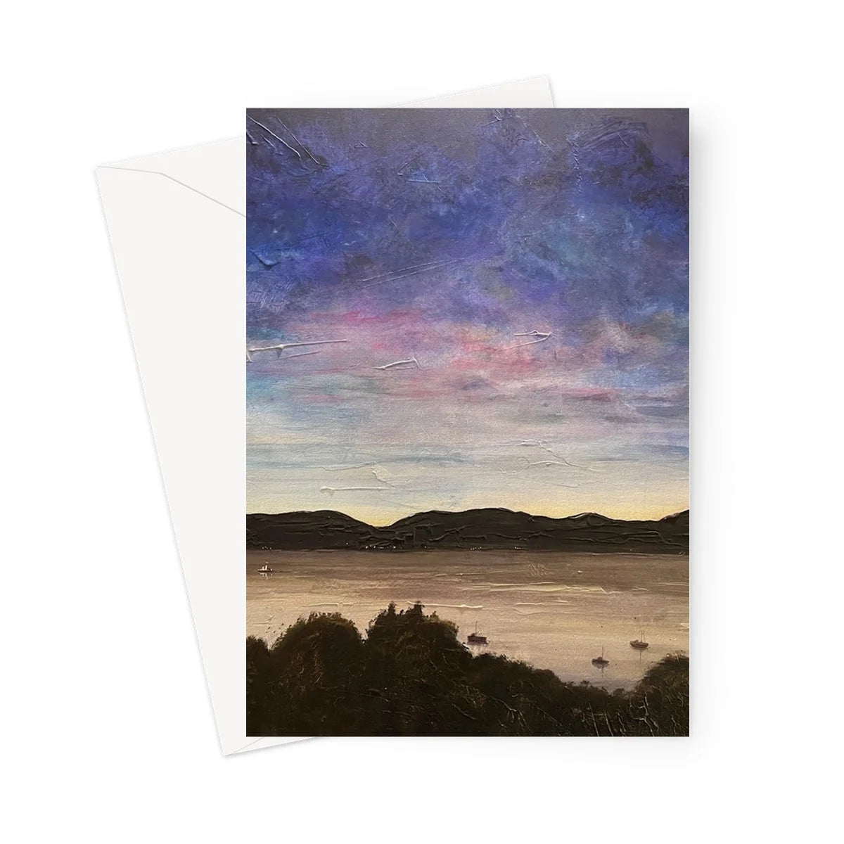 River Clyde Twilight Greeting Card - Art Gallery Scotland Worldwide Shipping Scottish Prints