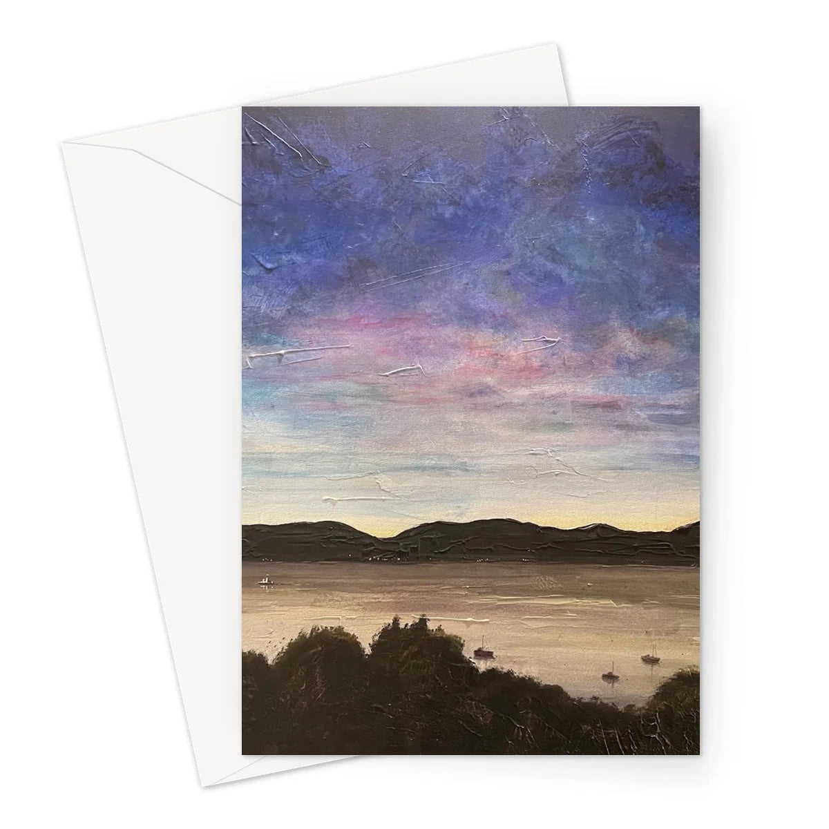 River Clyde Twilight Greeting Card - Art Gallery Scotland Worldwide Shipping Scottish Prints