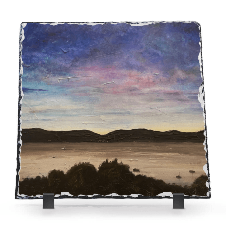 River Clyde Twilight Scottish Slate Art | Scottish Art Gifts