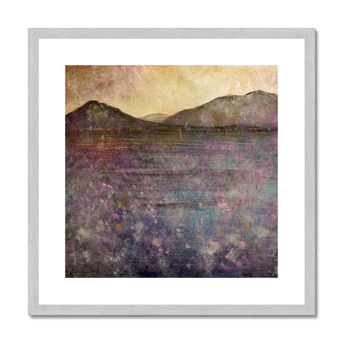 River Clyde Winter Dusk Painting | Antique Framed & Mounted Prints From Scotland-Antique Framed & Mounted Prints-River Clyde Art Gallery-20"x20"-Silver Frame-Paintings, Prints, Homeware, Art Gifts From Scotland By Scottish Artist Kevin Hunter