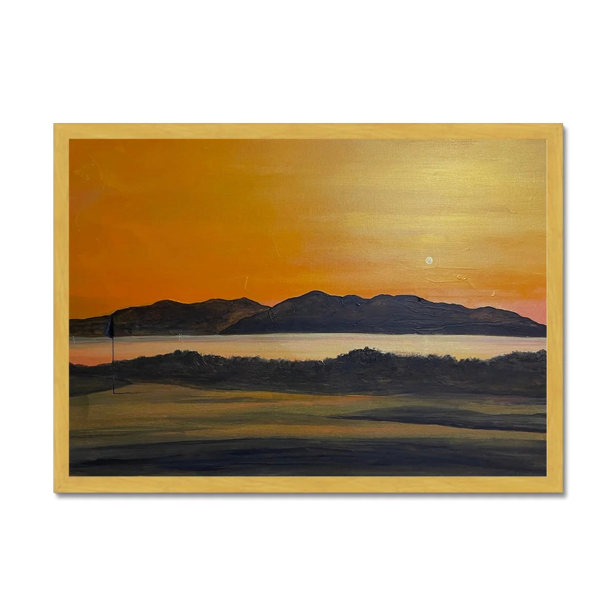 Royal Troon Golf Course 5th Green Antique Framed Print - Arran Art Gallery Scotland Worldwide Shipping Scottish Landscape by Artist Hunter