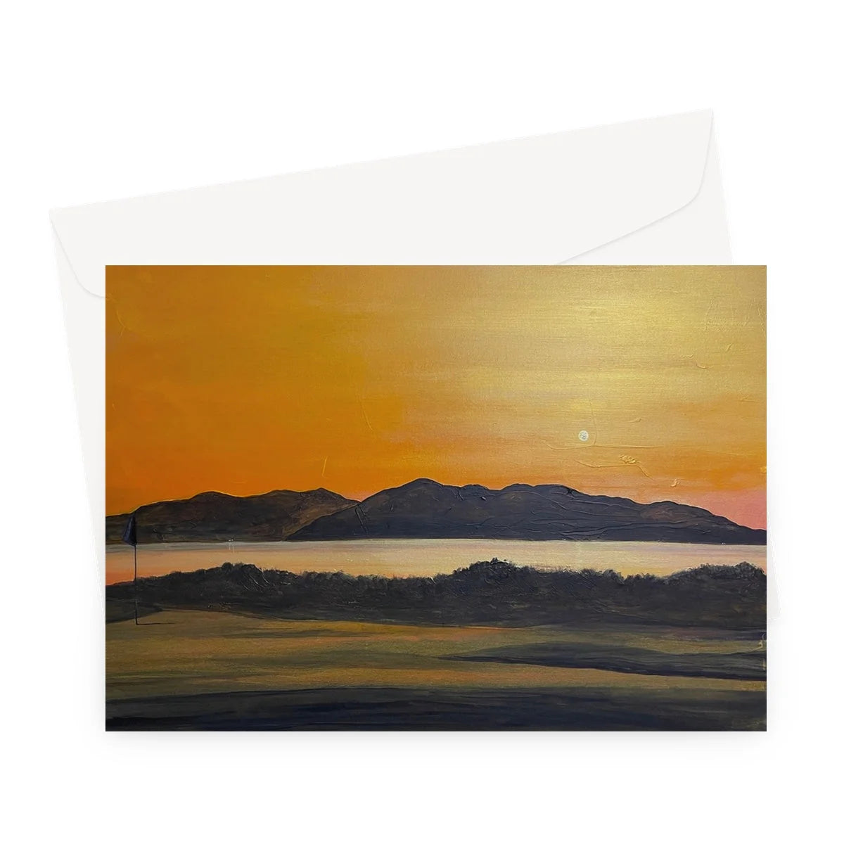 Royal Troon Golf Course 5th Green Greeting Card - Arran Art Gallery Scotland Worldwide Shipping Scottish Landscape by Artist Hunter