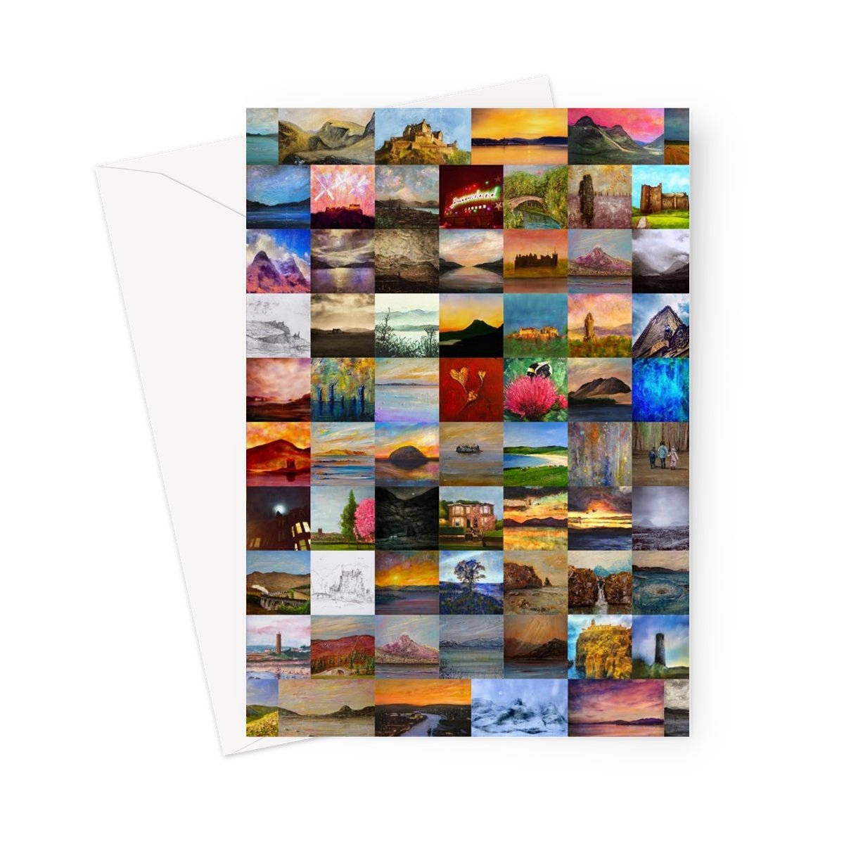 Scottish Artist Hunter Art Collage Greeting Card-Greetings Cards-Scottish Artist Hunter-5"x7"-10 Cards-Paintings, Prints, Homeware, Art Gifts From Scotland By Scottish Artist Kevin Hunter