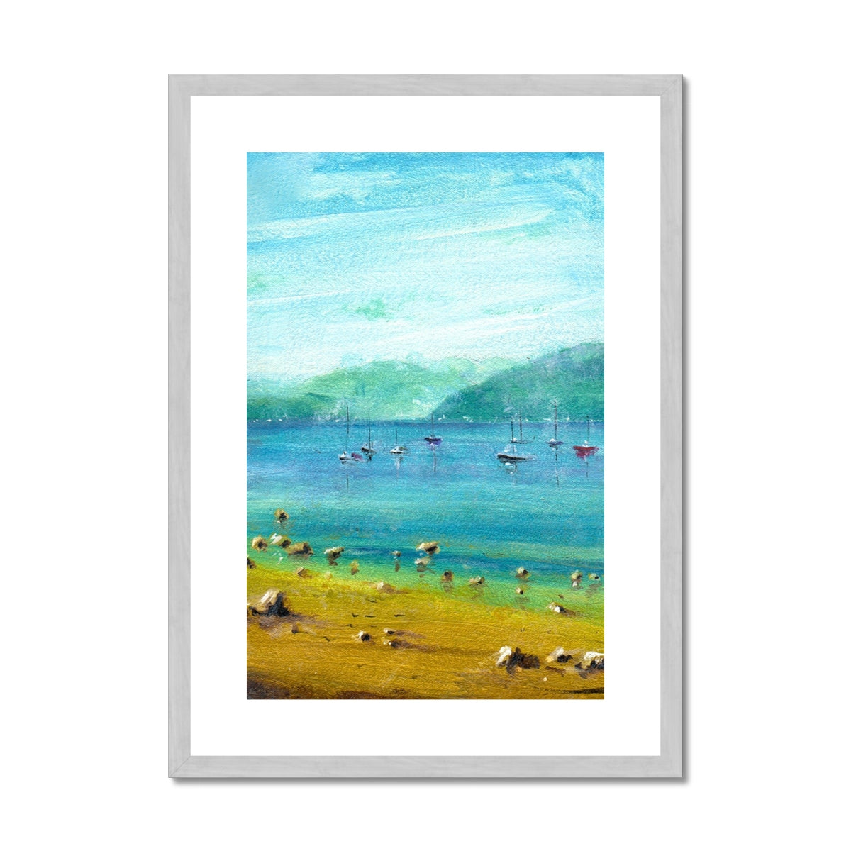 Scottish Paintings - ' A Clyde Summer Day ' Antique Framed & Mounted Print