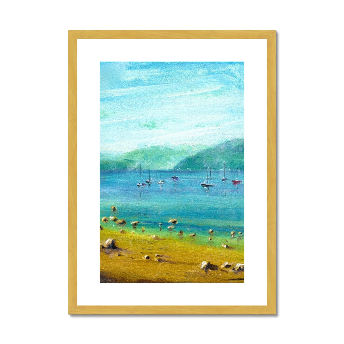 Scottish Paintings - ' A Clyde Summer Day ' Antique Framed & Mounted Print