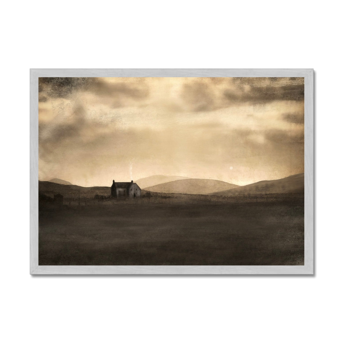 Scottish Paintings - ' A Moonlit Croft ' Antique Framed Print