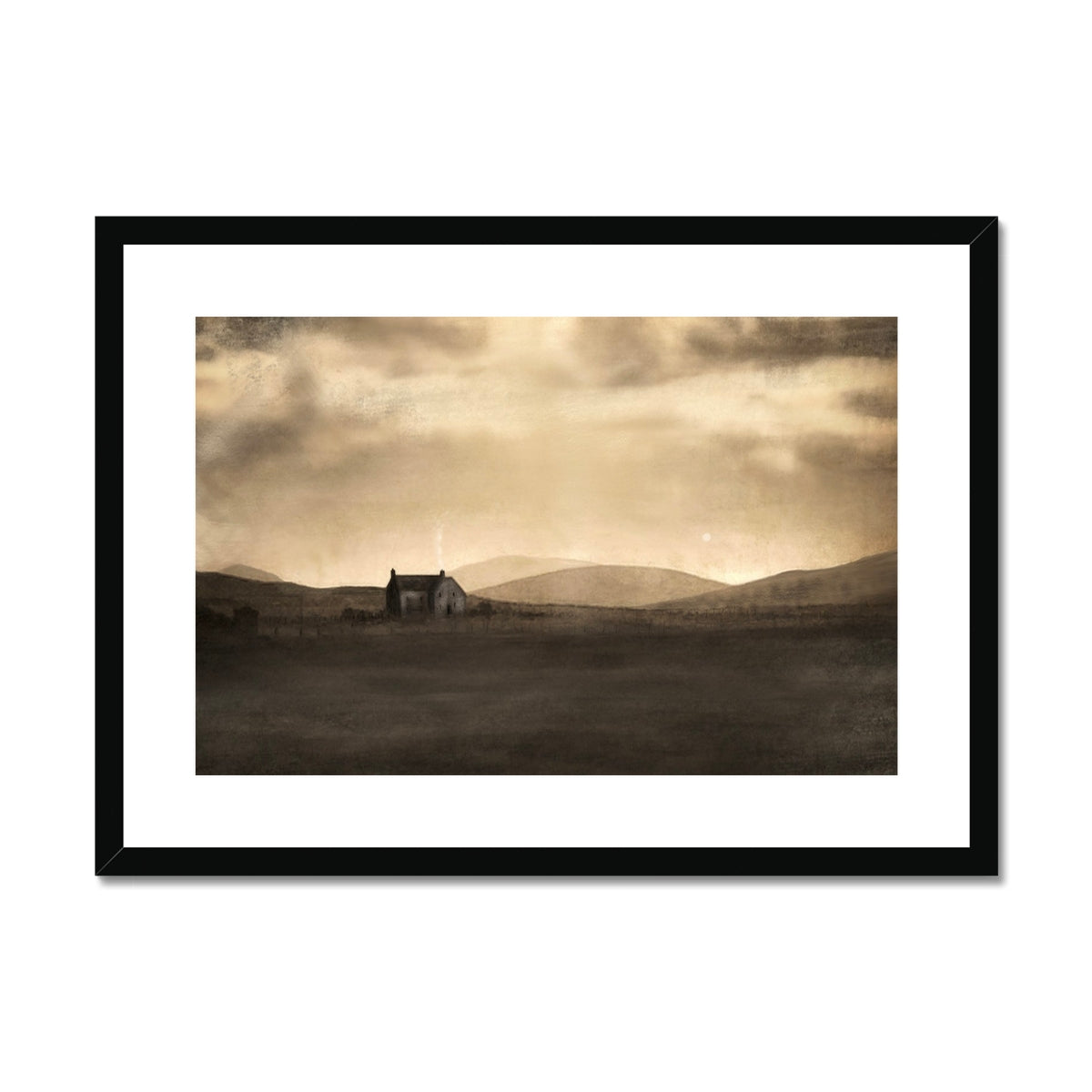 Scottish Paintings - ' A Moonlit Croft ' Framed & Mounted Print