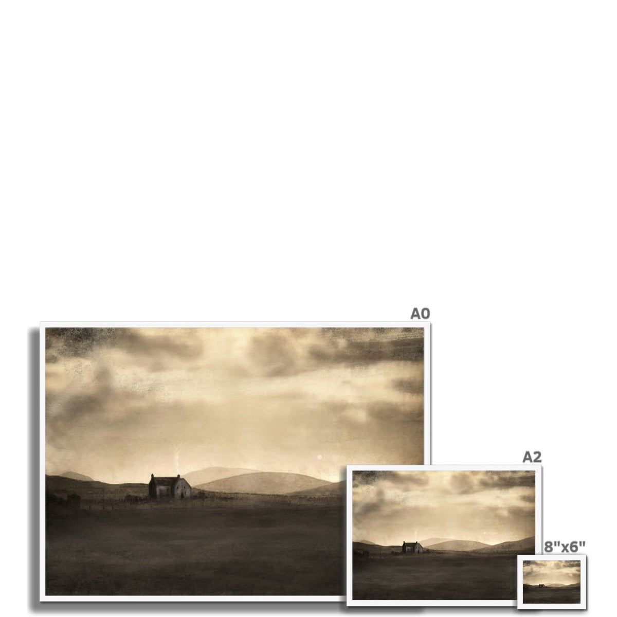 Scottish Paintings - ' A Moonlit Croft ' Framed Print
