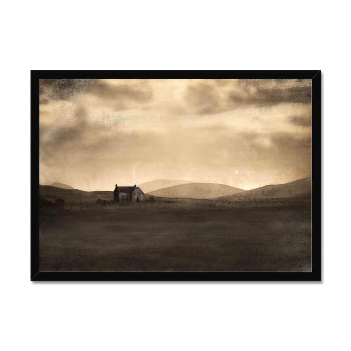 Scottish Paintings - ' A Moonlit Croft ' Framed Print
