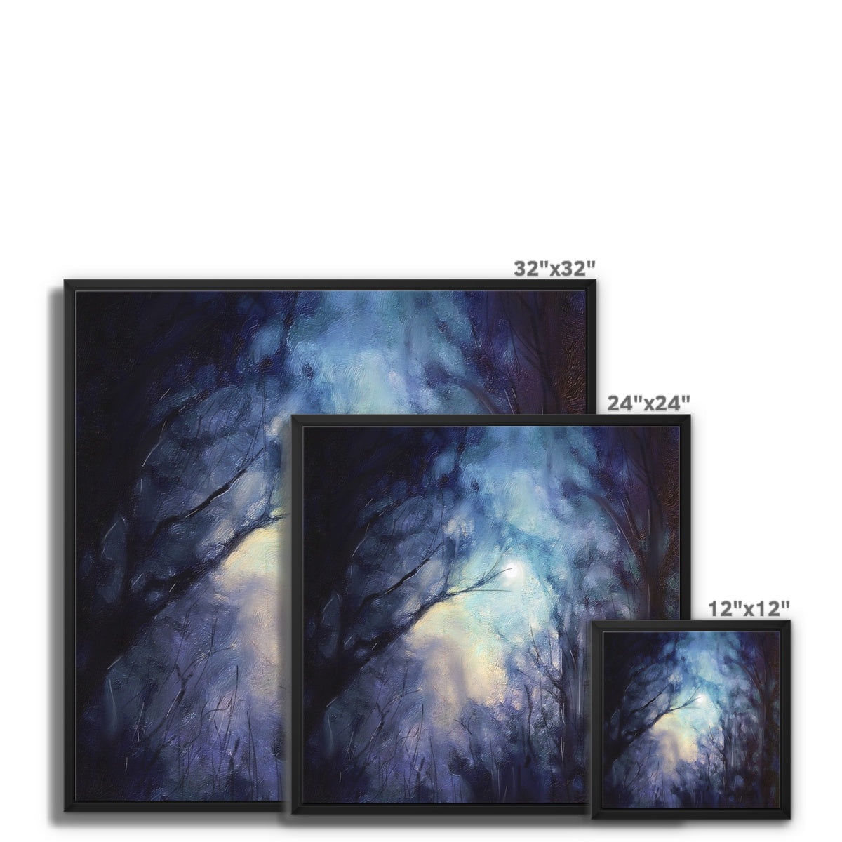 Scottish Paintings - ' A Moonlit Highland Wood ' Framed Canvas