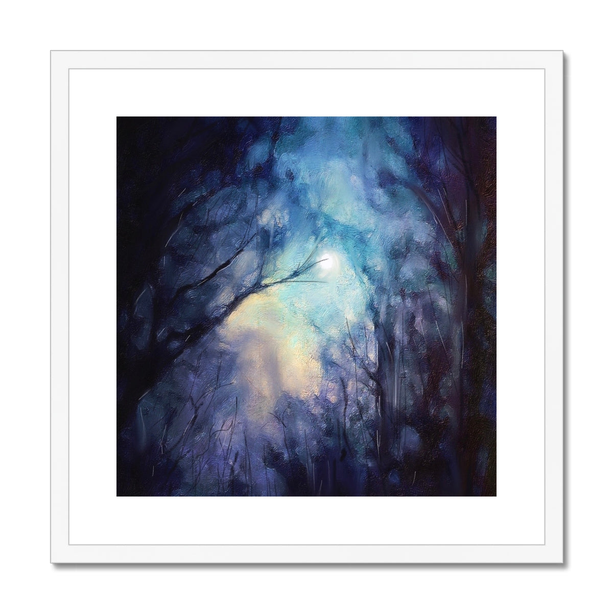 Scottish Paintings - ' A Moonlit Highland Wood ' Framed & Mounted Print