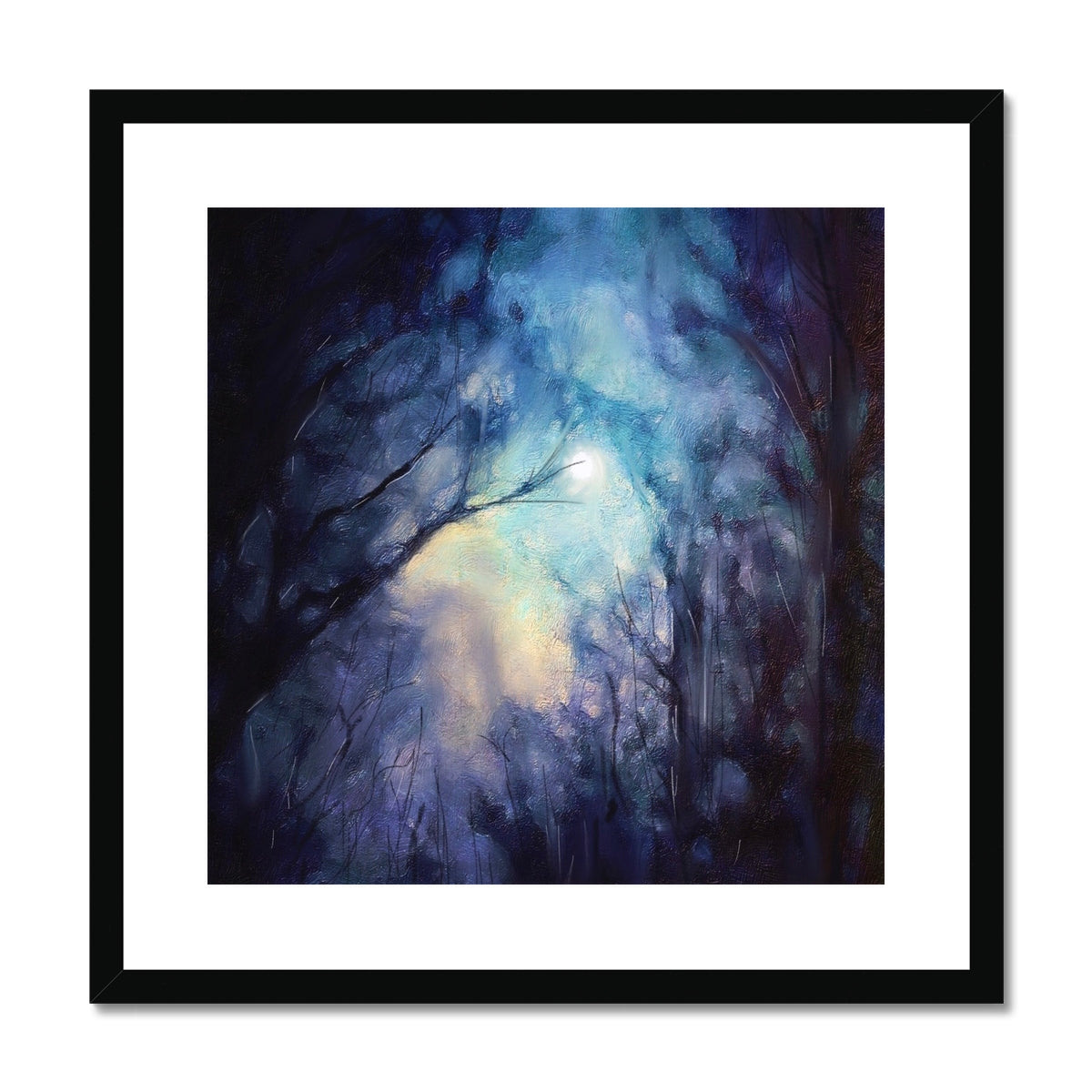 Scottish Paintings - ' A Moonlit Highland Wood ' Framed & Mounted Print