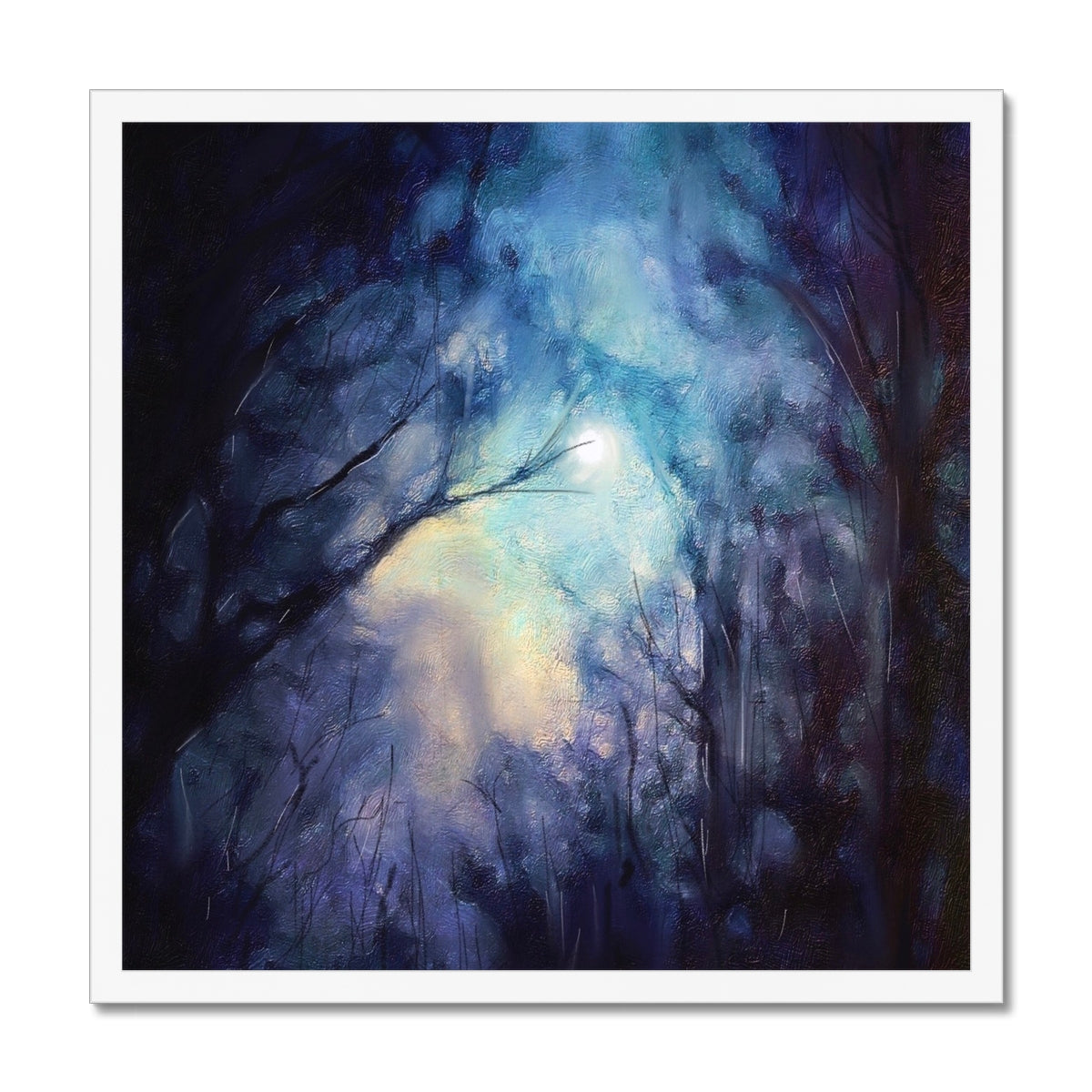 Scottish Paintings - ' A Moonlit Highland Wood ' Framed Print