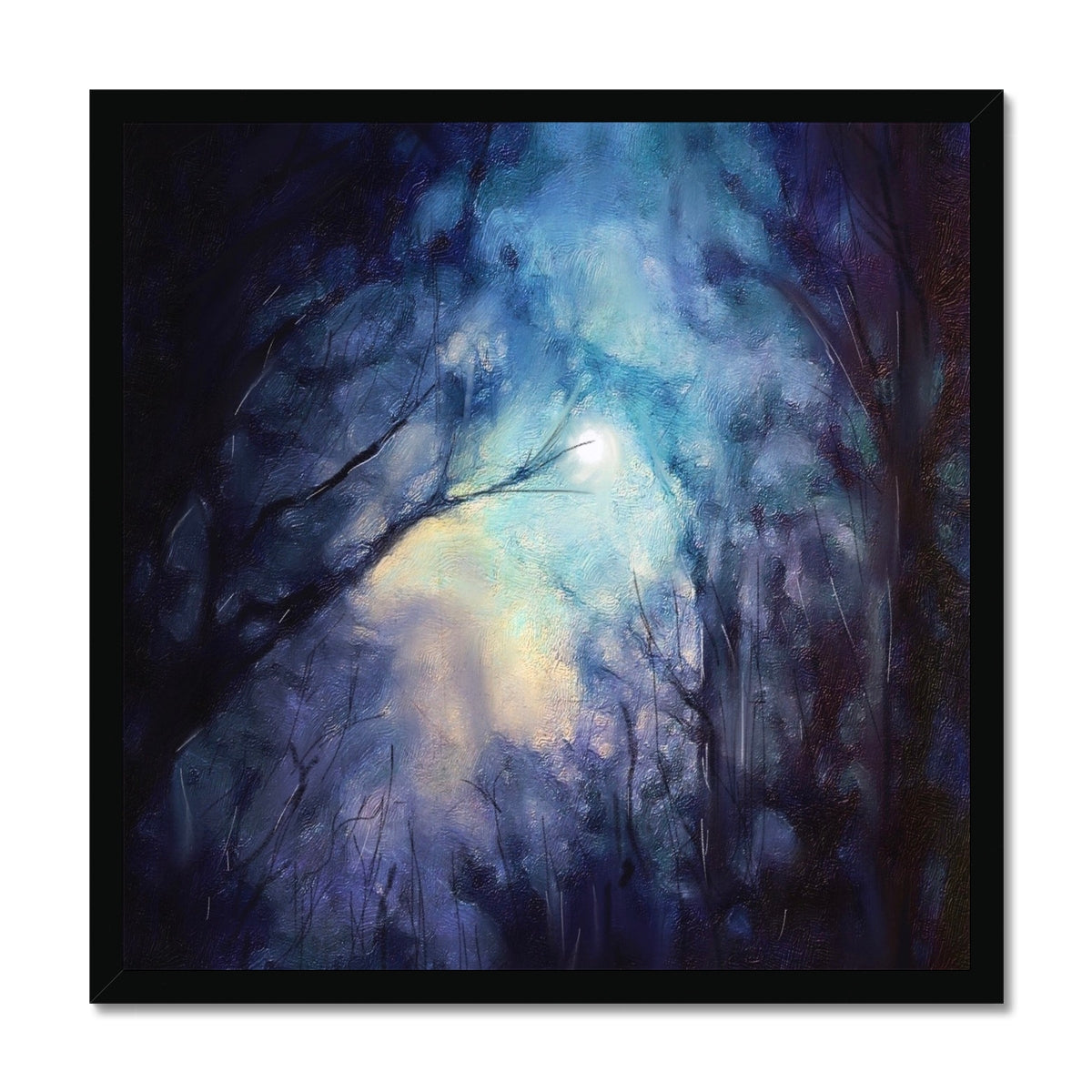Scottish Paintings - ' A Moonlit Highland Wood ' Framed Print