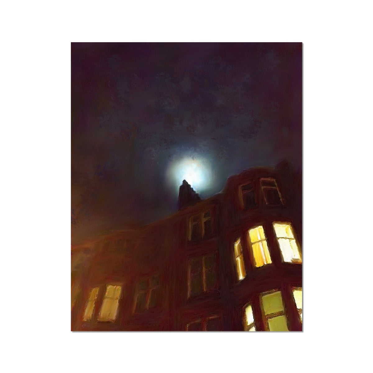 Scottish Paintings - ' A Moonlit Tenement ' Artist Proof Collector Print