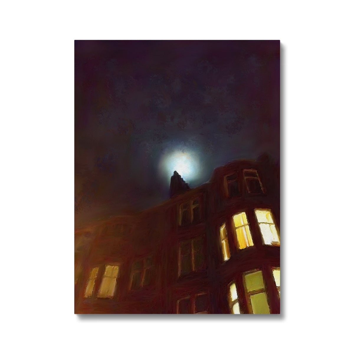 Scottish Paintings - ' A Moonlit Tenement ' Canvas