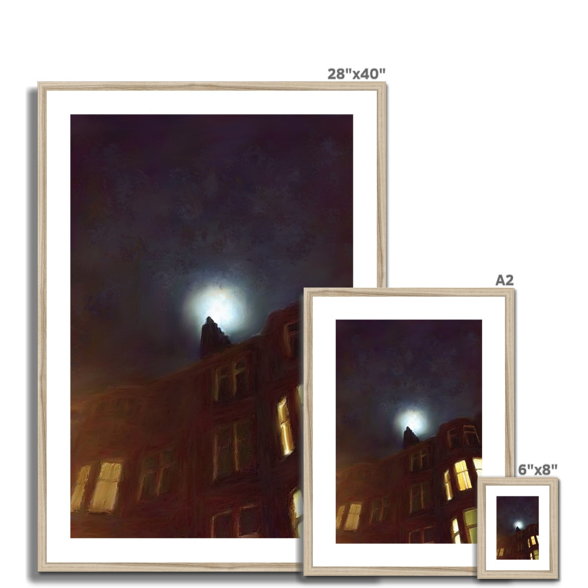 Scottish Paintings - ' A Moonlit Tenement ' Framed & Mounted Print
