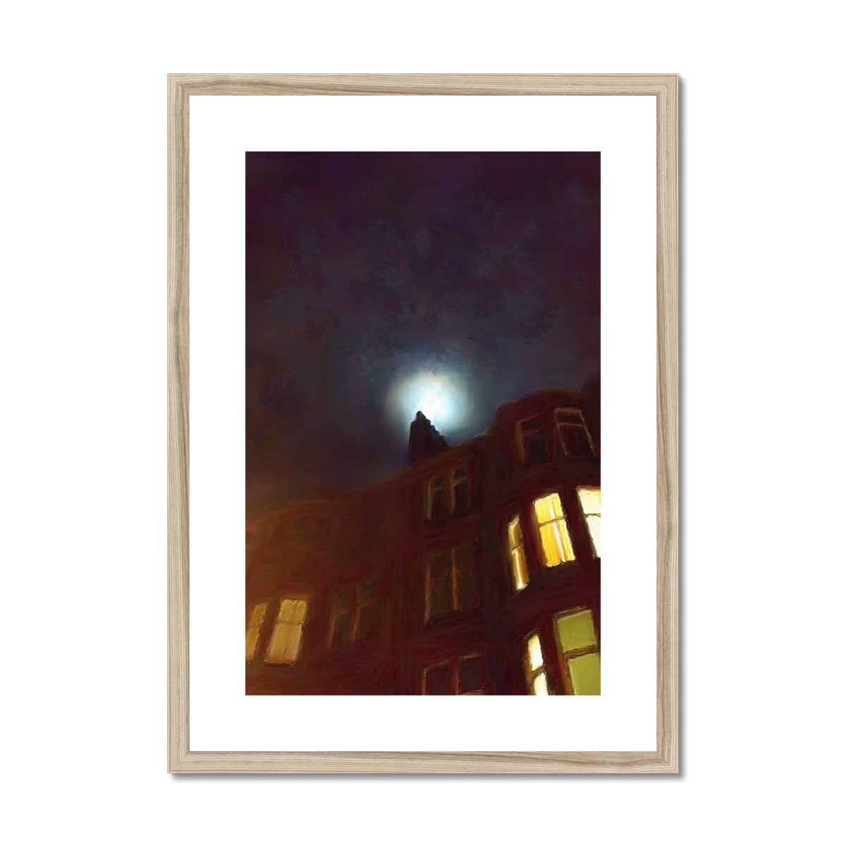 Scottish Paintings - ' A Moonlit Tenement ' Framed & Mounted Print