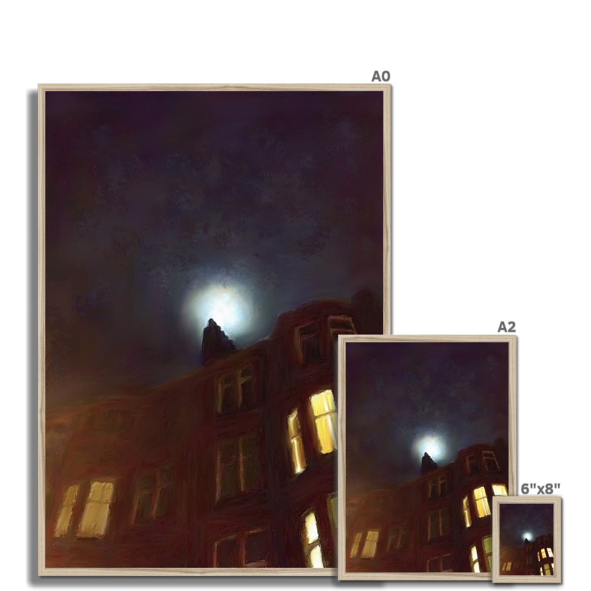 Scottish Paintings - ' A Moonlit Tenement ' Framed Print