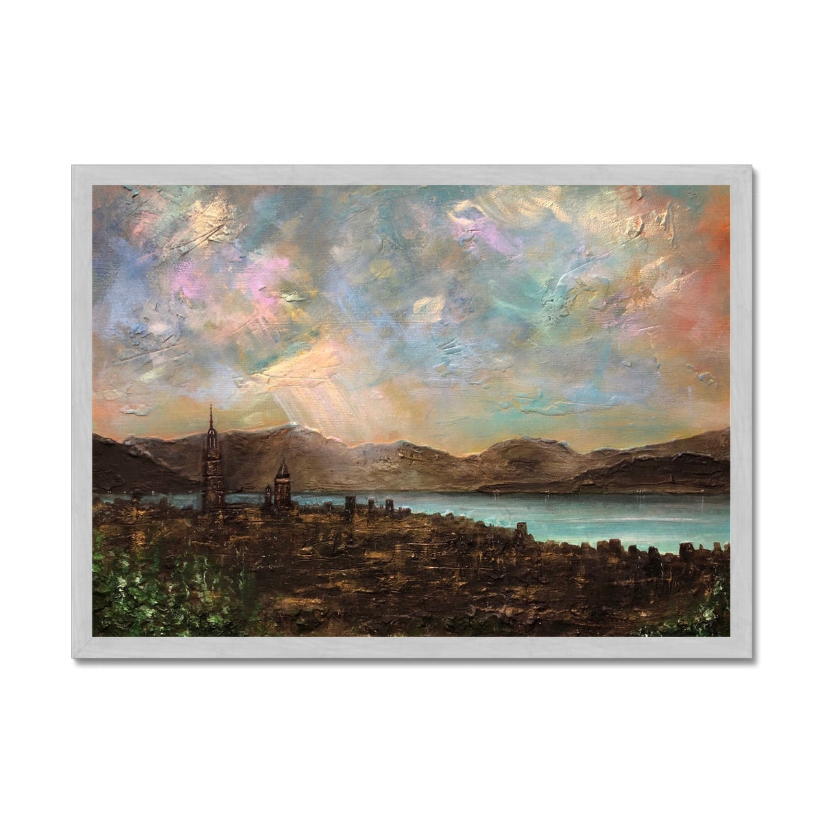 Scottish Paintings - ' Angels Fingers Over Greenock ' Antique Framed Print