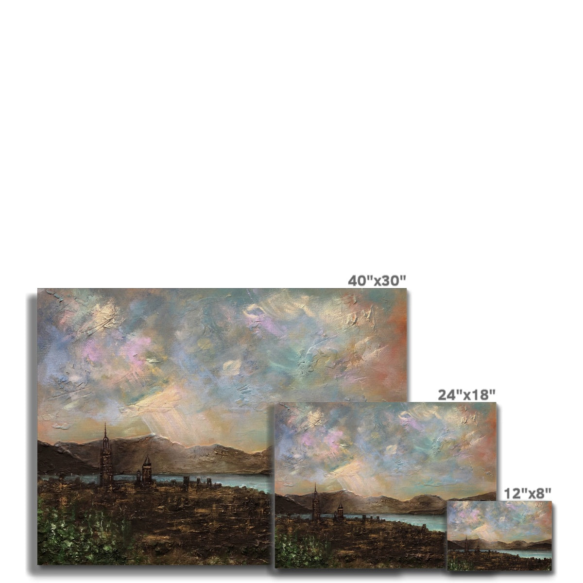 Scottish Paintings - ' Angels Fingers Over Greenock ' Canvas