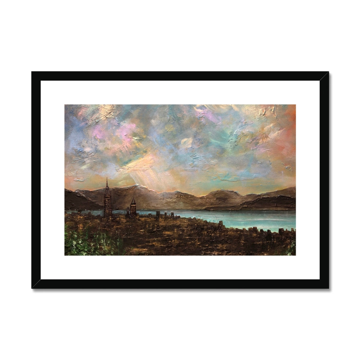 Scottish Paintings - ' Angels Fingers Over Greenock ' Framed & Mounted Print