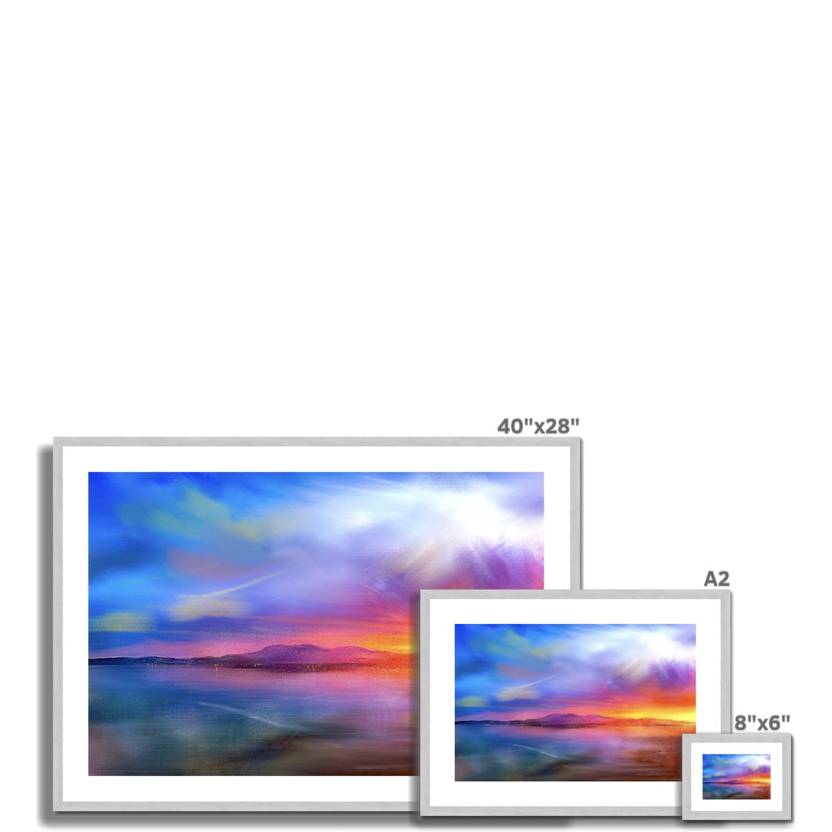Scottish Paintings - ' Arran Sunset ' Antique Framed & Mounted Print