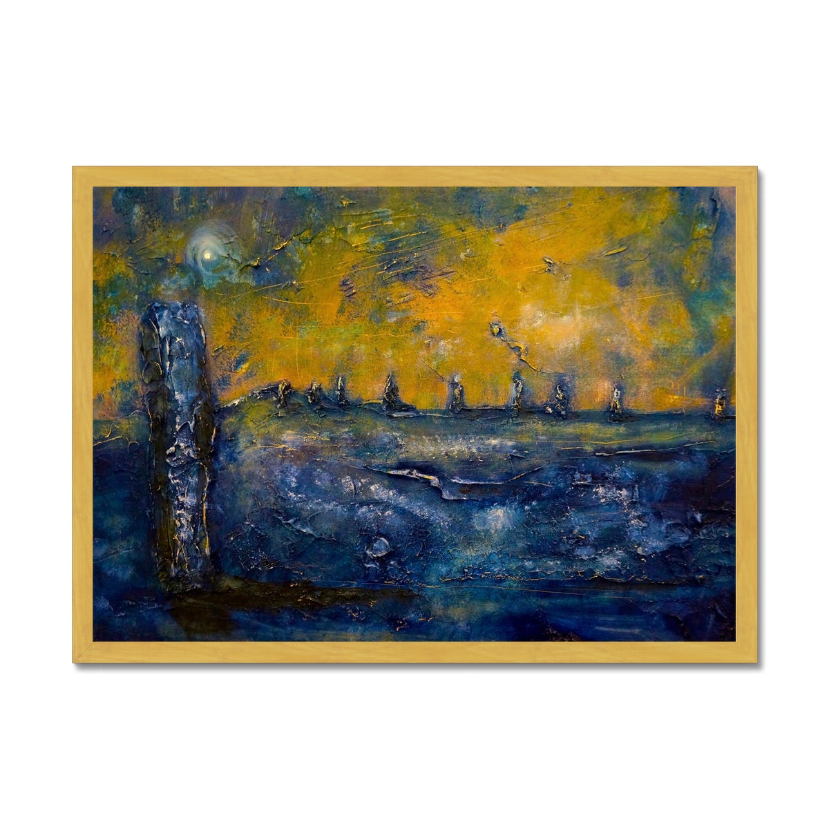 Scottish Paintings - ' Brodgar Moonlight Orkney ' Antique Framed Print