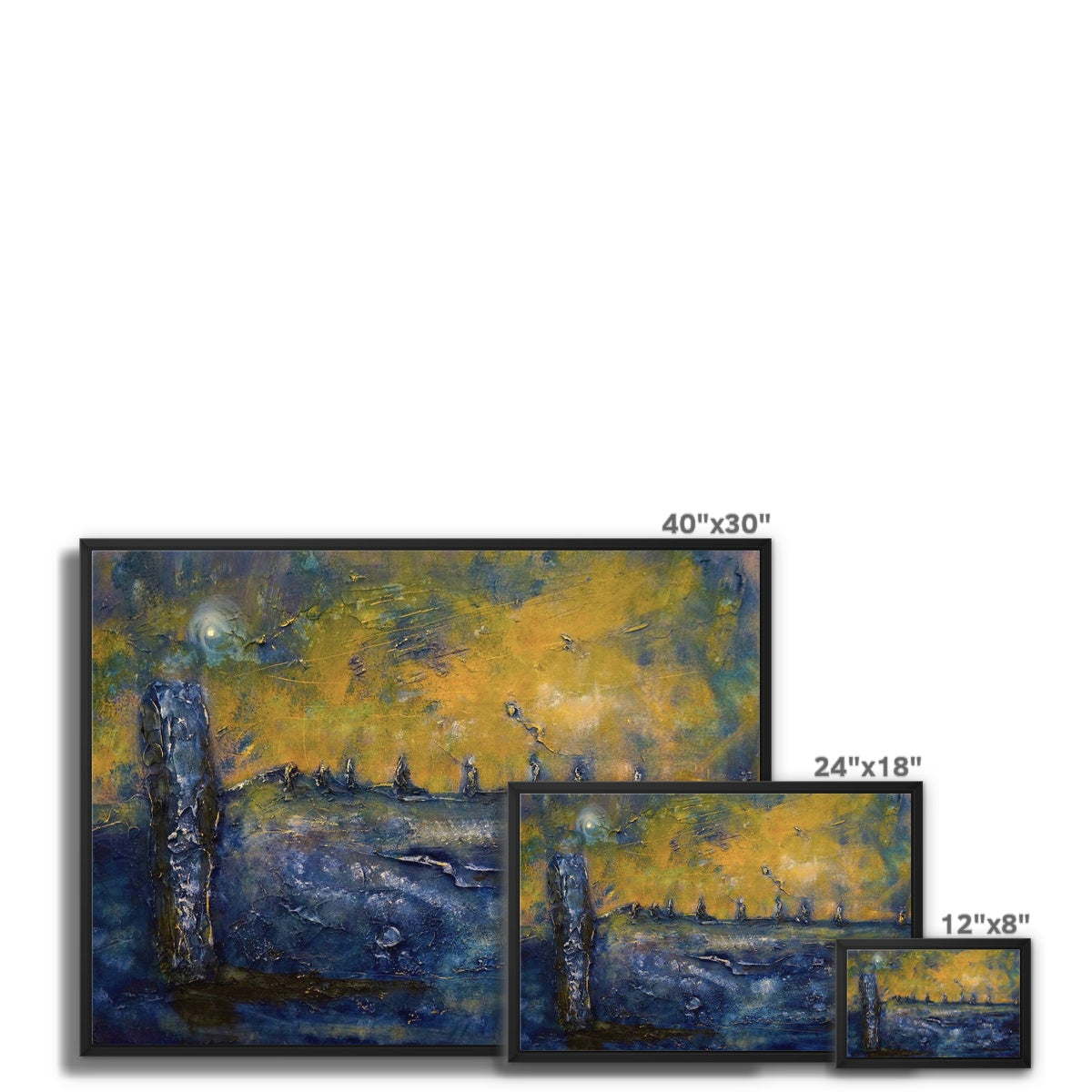 Scottish Paintings - ' Brodgar Moonlight Orkney ' Framed Canvas