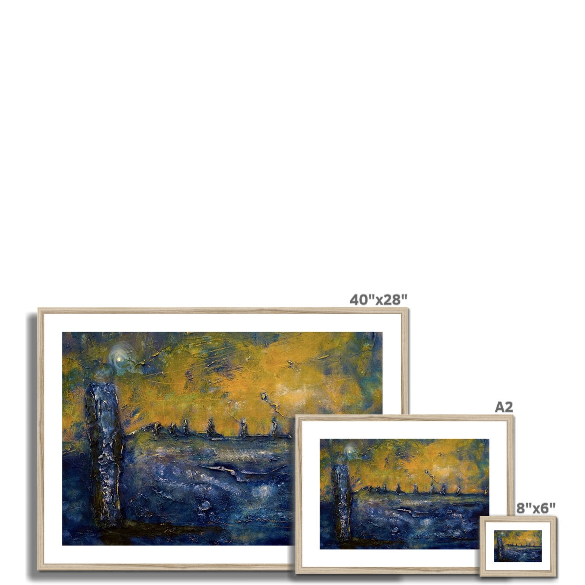 Scottish Paintings - ' Brodgar Moonlight Orkney ' Framed & Mounted Print