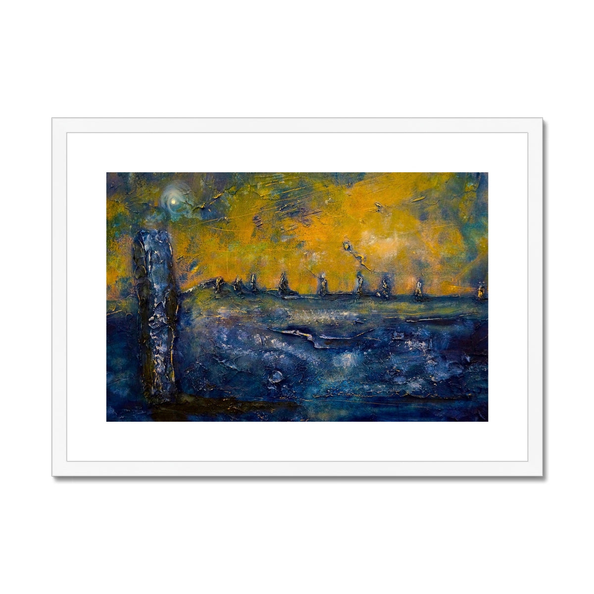 Scottish Paintings - ' Brodgar Moonlight Orkney ' Framed & Mounted Print