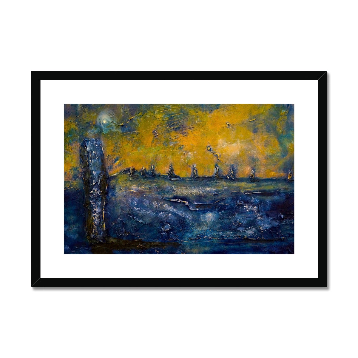 Scottish Paintings - ' Brodgar Moonlight Orkney ' Framed & Mounted Print