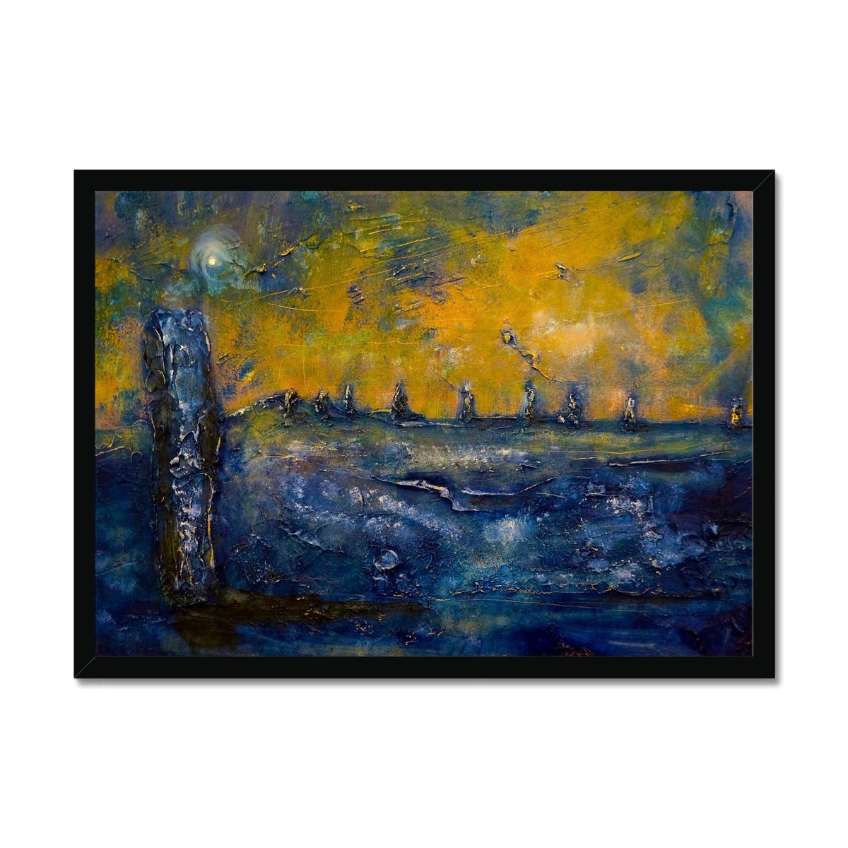 Scottish Paintings - ' Brodgar Moonlight Orkney ' Framed Print