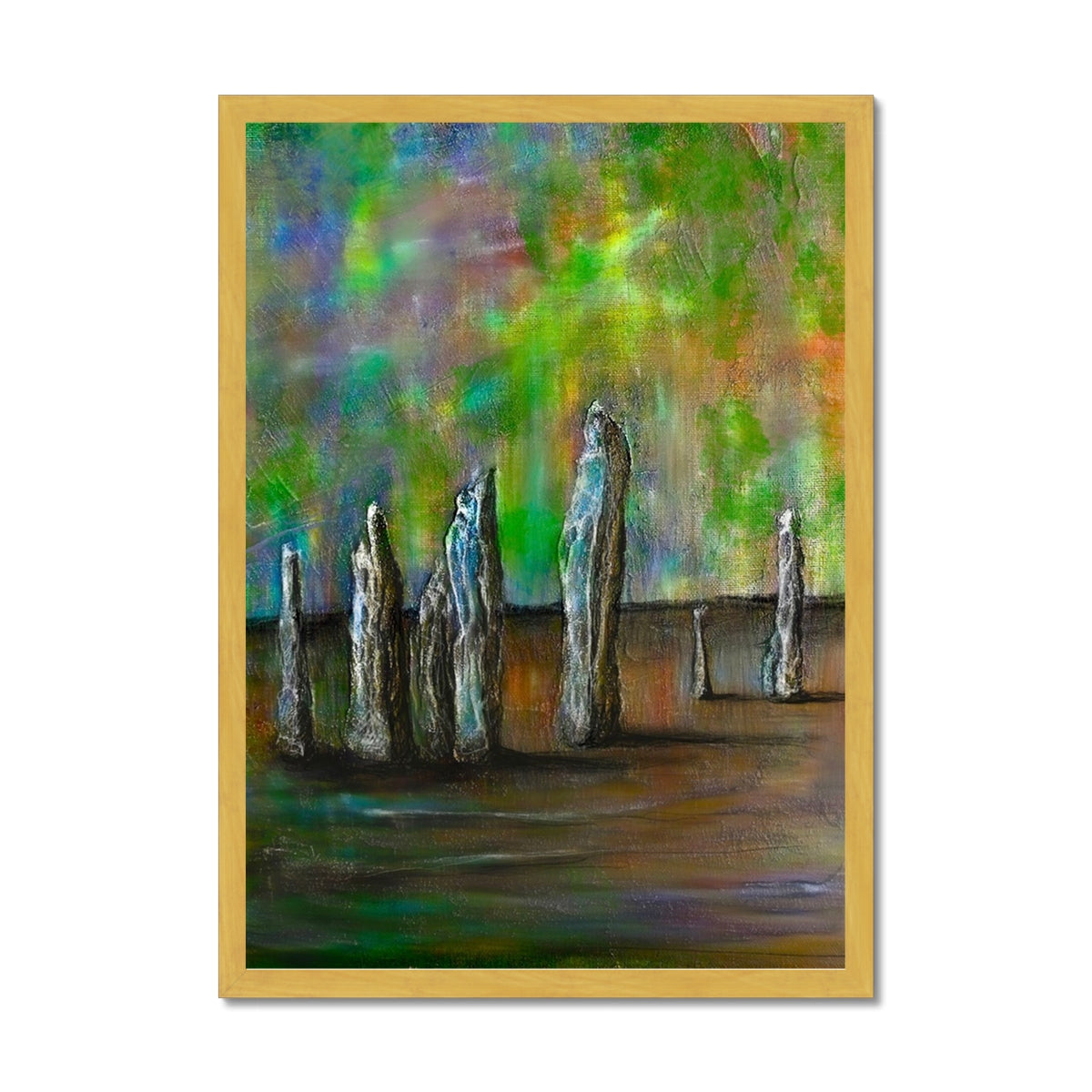 Scottish Paintings - ' Callanish Northern Lights ' Antique Framed Print